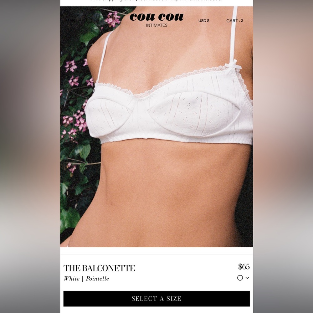 Cou Cou Intimates The Balconette Bra in White